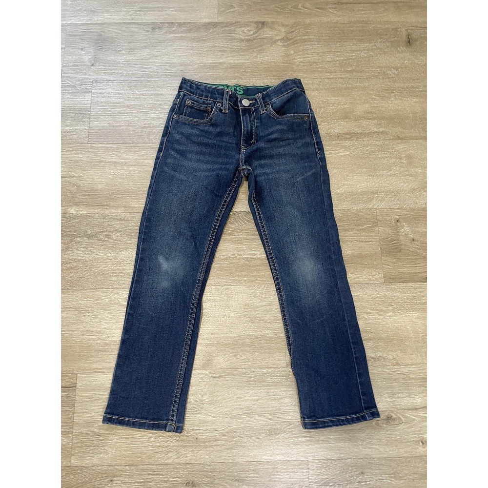 Levi's 511 Jeans Youth Boys Size 7 Reg Dark Blue Denim Adjustable Waist